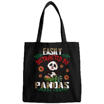 Discover Funny Bear Easily Distracted By Pandas Leopard Sunflowers Panda Lover Cute Bears Bags