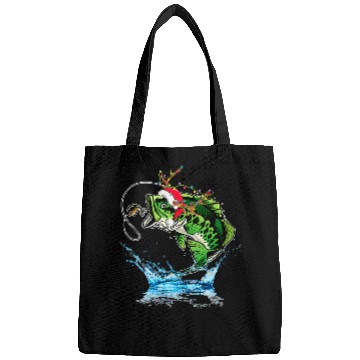 Discover Fishing Funny Fishing Christmas Merry Fishmas Ugly Pajama Fisher432 Fisher Bags