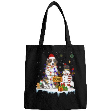 Discover Australian Shepherd Dog Christmas Snowman Santa Hat Tree Bags