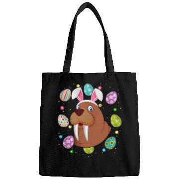 Discover Funny Easter Egg Lover Bunny Ear Walrus Face Easter Sunday Bags