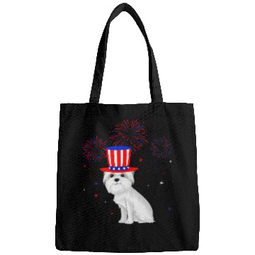 Discover Dog Maltese Red White Blue Fireworks Decor 4th Of July Bags
