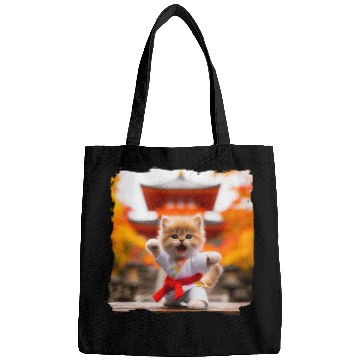 Discover Karate kitten karategi autumn Japanese temple martial arts Bags