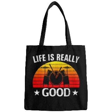 Discover Drums Drummer Retro Life Is Really Good Drum Funny Drums Love Drums Bags