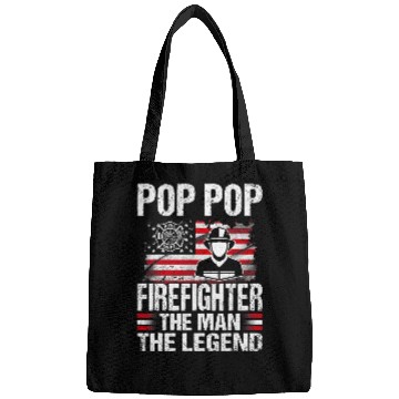 Discover Fireman Firefighter Pop Pop Firefighter The Man The Legend Retro USA Flag Firemen Bags