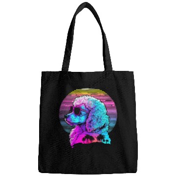 Discover Poodles Synthwave Sunset Aesthetic Poodle dog Bags