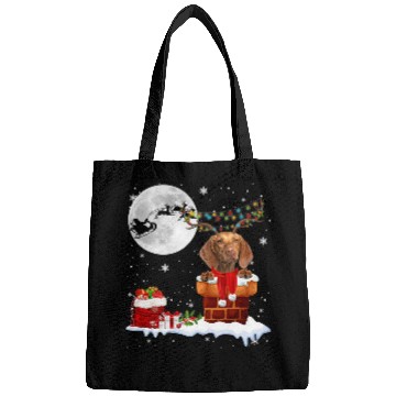 Discover Dog Vizsla Chimney Ugly Christmas Lights xmass Pajamas Bags