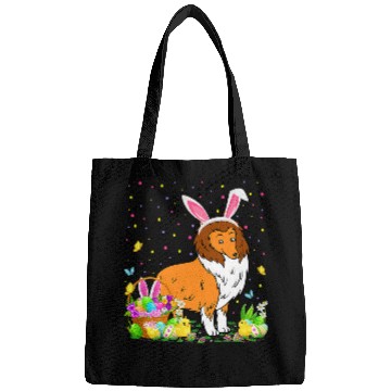 Discover Easter Collie Dog Bunny Egg Hunting Collie Easter Sunday Bags