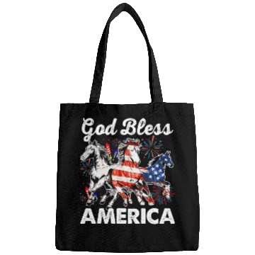 Discover Christian Independence Day God Bless America Patriotic Horse Lover Christ Bags