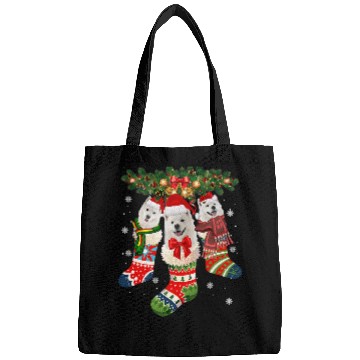 Discover Dog Samoyed Three Samoyed In Sock Christmas Santa xmass Dog Bags