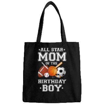 Discover All Star Mom of The Birthday Boy Sports Mommy Mama Mother Bags