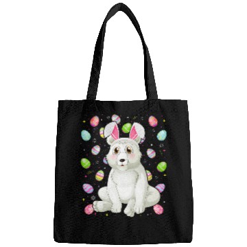 Discover Funny Bear Bunny Easter Egg Lover Funny Polar Bear Easter Sunday Cute Bears Bags