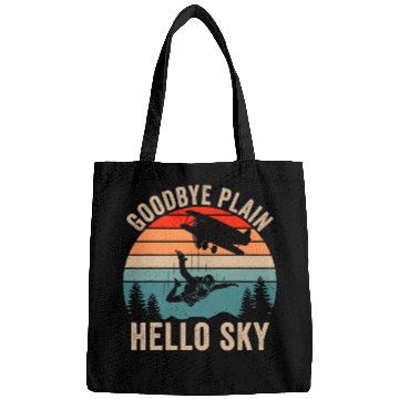 Discover Skydiving Gift Goodbye Plain Hello Sky Funny Skydiving Parachuting Jumping Bags