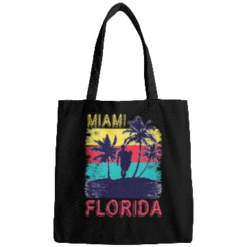 Discover Surf Life Retro Summer Surfing South Beach Tropical Miami Florida Bags