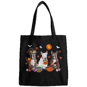 Discover Three Bull Terrier Dogs Witch Scary Mummy Halloween Zombie Bags