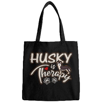 Discover Dog Husky Cute Husky Is Therapy Dog Lover Dog Mom Graphic Bags