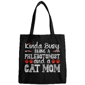 Discover Cat Mom Funny Phlebotomist Phlebotomy technician Tech nurses Bags