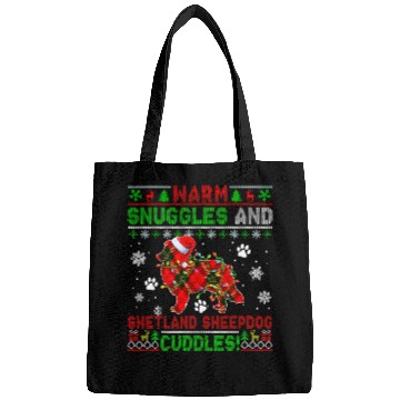 Discover Dog Shetland Warm Snuggles Shetland Sheepdog Cuddles Red Plaid Santa Dog Bags