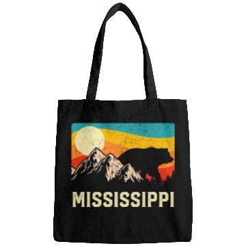 Discover Funny Bear Mississippi Nature Wild Bear Retro Sunset Hiking Cute Bears Bags