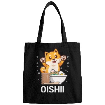 Discover Dog Shiba Inu Cute Kawaii Shiba Inu Eats Ramen Noodle Kawaii Aesthetic Bags