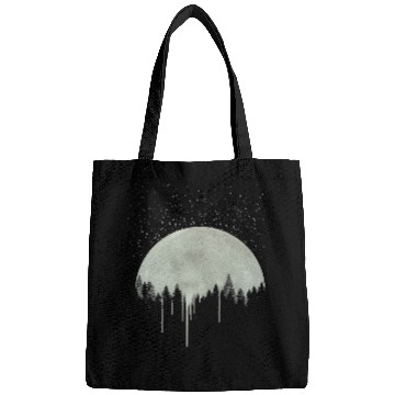 Discover Full Moon Forest Stars Whimsical Art Painting Nature Trees Bags