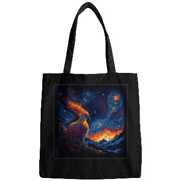 Discover Surrealism Starry Night Phoenix Bird 1 Bags