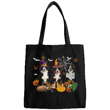 Discover Three Bernese Mountain Dogs Mummy Witch Scary Pumpkins Kids Bags