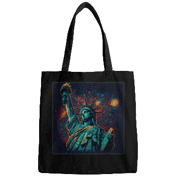 Discover Surrealism Starry Night Statue of Liberty Bags