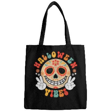 Discover Skeletons Skulls Groovy Halloween Vibes Retro Los Muertos Sugar Skull Costume 20 Skull Bags