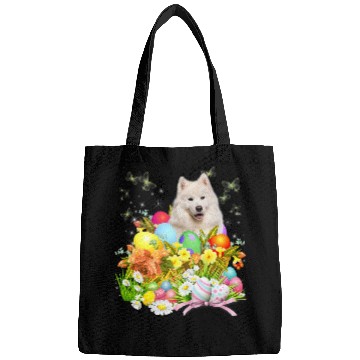 Discover Dog Samoyed Bunny Dog With Easter Eggs Basket Cool Bags