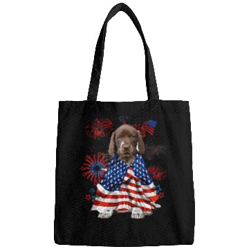 Discover Dog German Shorthaired Pointer Dog American USA Flag 4th of July Bags