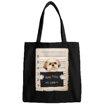 Discover shih tzu Dog mug shot Bags