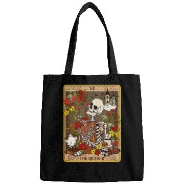 Discover Reading Book The Reader Tarot Card Skeletons Bookish Mystical Librarian Reader Bags