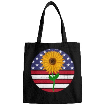Discover Sunflower Distressed flag circle Bags