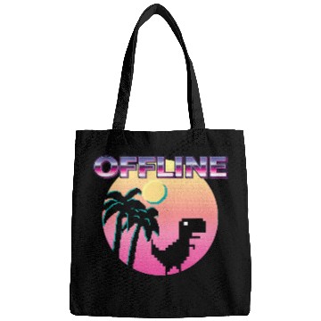 Discover Funny retro vacation offline dinosour Bags