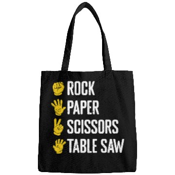 Discover Rock Paper Scissors Table Saw Funny Woodworker Carpenter Bags