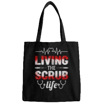 Discover Living the Scrub Life Funny Phlebotomy Phlebotomist Novelty Bags
