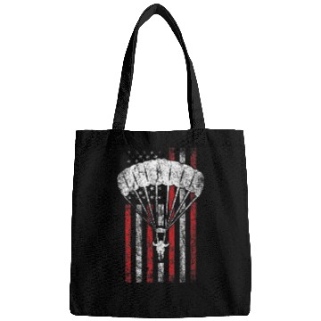 Discover Skydiving Gift Skydiver Silhouette Skydiving American Flag Skydiver Bags