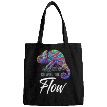 Discover Go With the Flow Rainbow Chameleon Art Bags