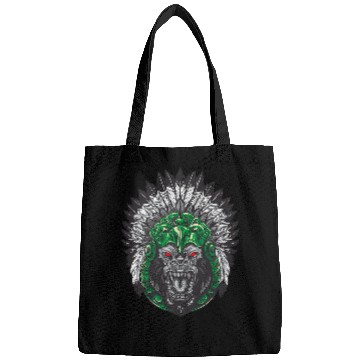 Discover Gorilla Indian Aztec Illustration Bags