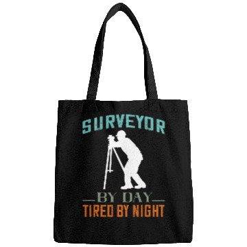 Discover Land Surveyor Land Surveying Analyst By Day Tired At Night Bags