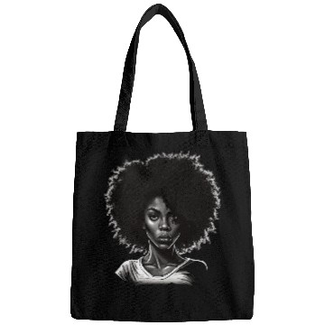 Discover Black and White Black Queen Afro Melanin Dripping Juneteenth Bags