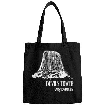 Discover Devils Tower Wyoming Art Illustration Tourist Souvenir Bags