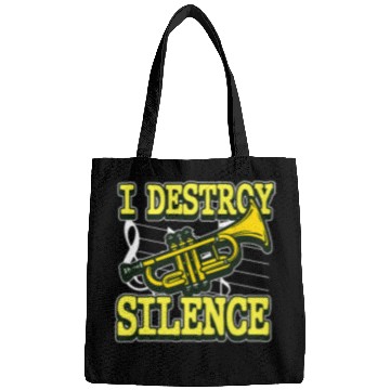 Discover Trumpet Lover I Destroy Silence Trumpet Funny Pun Trumpeter Musician Lover 1 Bags