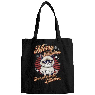 Discover Angry Cat Christmas Meme Merry xmass 2Ugly Christmas Cat Bags