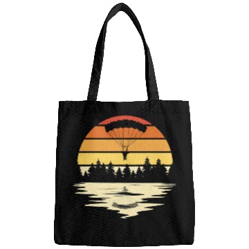 Discover Skydiving Gift Skydiver Retro Sunset Parachuting Paragliding Bags