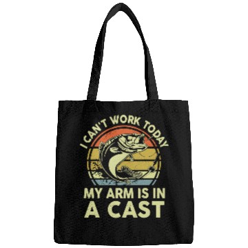 Discover Fishing Mens Funny Fishing I Cant Work Today My Arm Is In Cast Bass Fish Fisher Bags