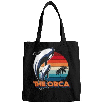 Discover Whales Orca Family vintages Retro Art Killer Whale Family 1 Bags