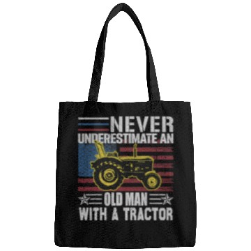 Discover Never Underestimate an Old man with a Tractor funny farming Bags
