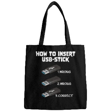 Discover Funny Programer Joke Computer Nerd How To Insert USB Stick Bags