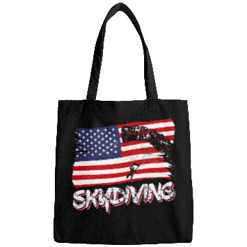 Discover Skydiving Gift Skydive Parachute Skydiver Parachutist USA Flag Distressed Bags